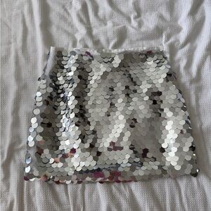 12th Tribe Silver Sequin Mini Skirt
